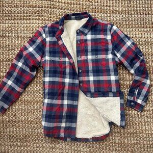 Eddie's Field Fleece-Lined Flannel Shirt Jacket Red Blue (XL Men’s)